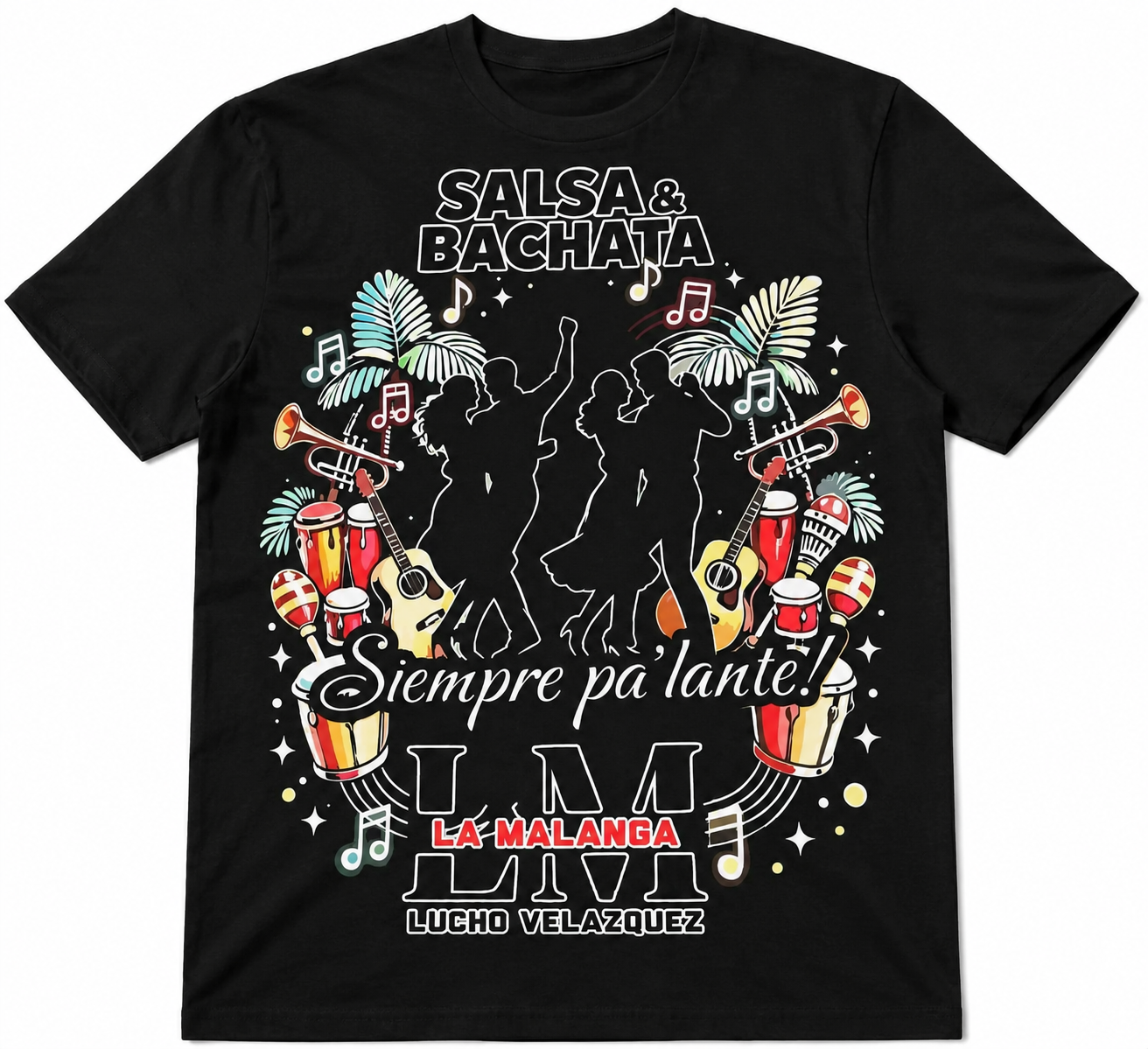 Servicios confeccion remera salsa bachata espalda